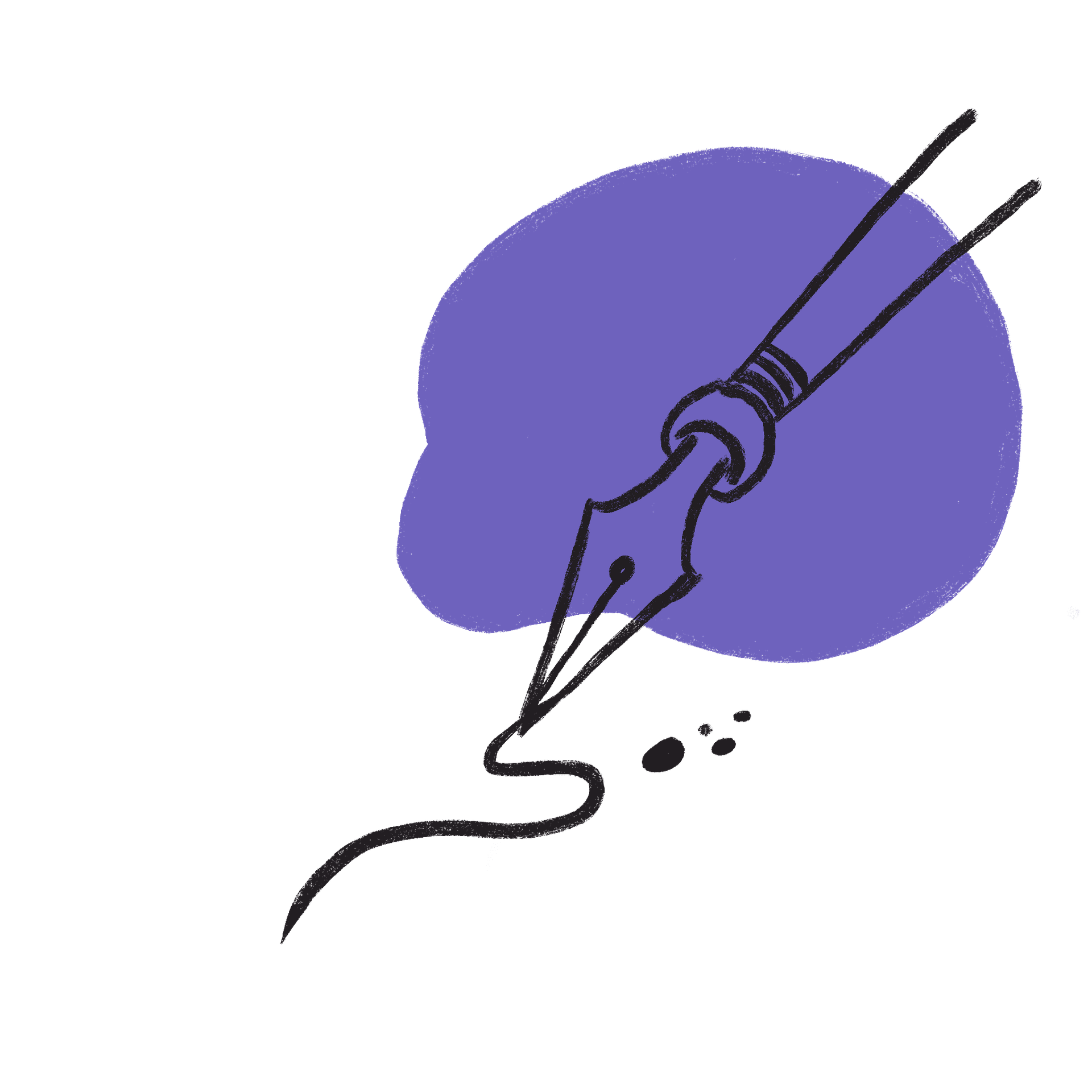 Fountain pen drawing a flowing line, representing brand writing and copywriting