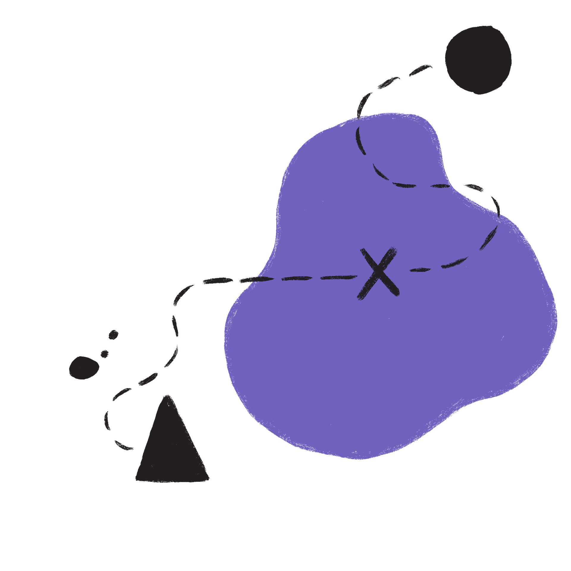 Dotted journey leading to a destination, representing content strategy and direction