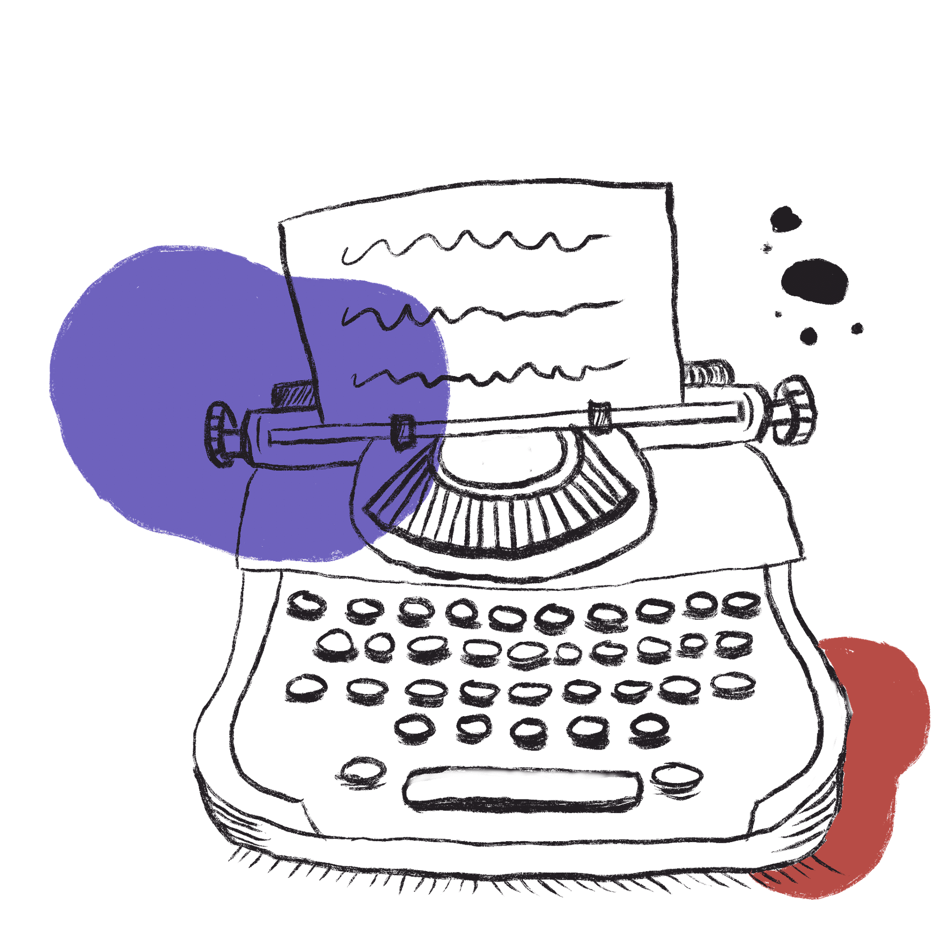 Typewriter with a page of text, representing blog and content series writing