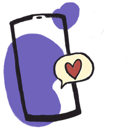 Smartphone with a heart notification, representing social media engagement